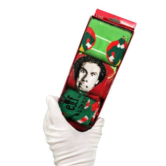 Elf Movie Buddy Christmas 3 Pair Crew Socks Size 8-12 Mens Unisex Bioworld - Picture 2 of 4